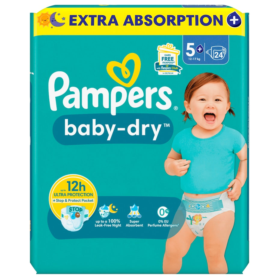 Pampers - Baby-Dry Windeln - Gr.5+ Junior+ (12-17 kg) 24ST