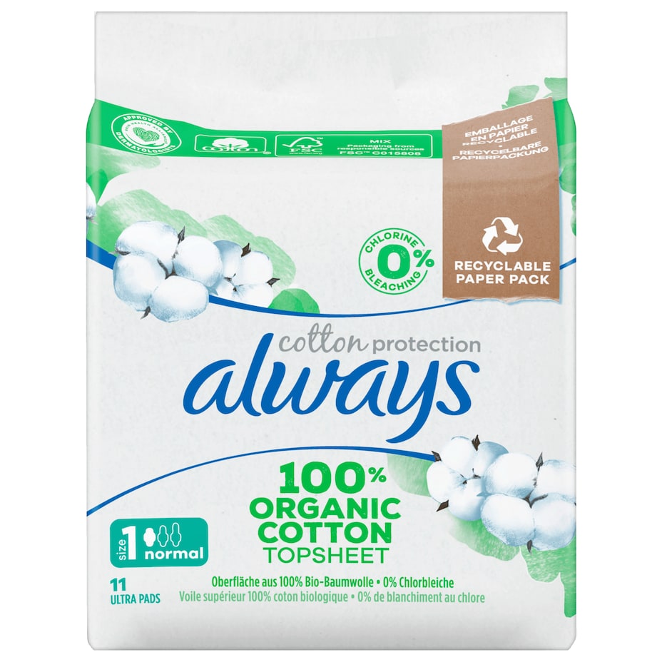 Always Ultra Cotton Damenbinden Normal - Größe 1 – 11ST