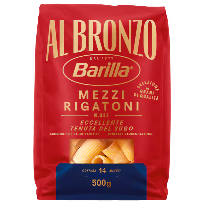 Barilla Al Bronzo Mezzi Rigatoni Nr. 322 500g