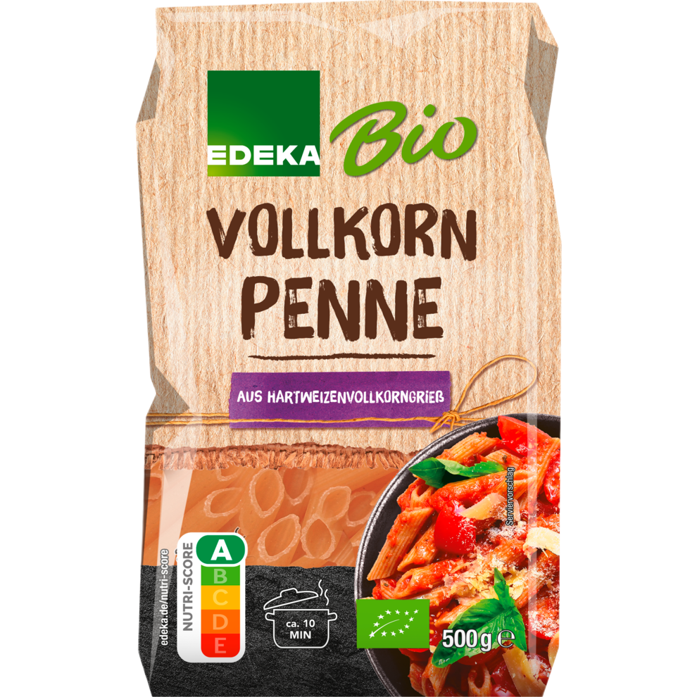 EDEKA Bio Vollkorn Penne Hartweizenvollkorngrieß 500G