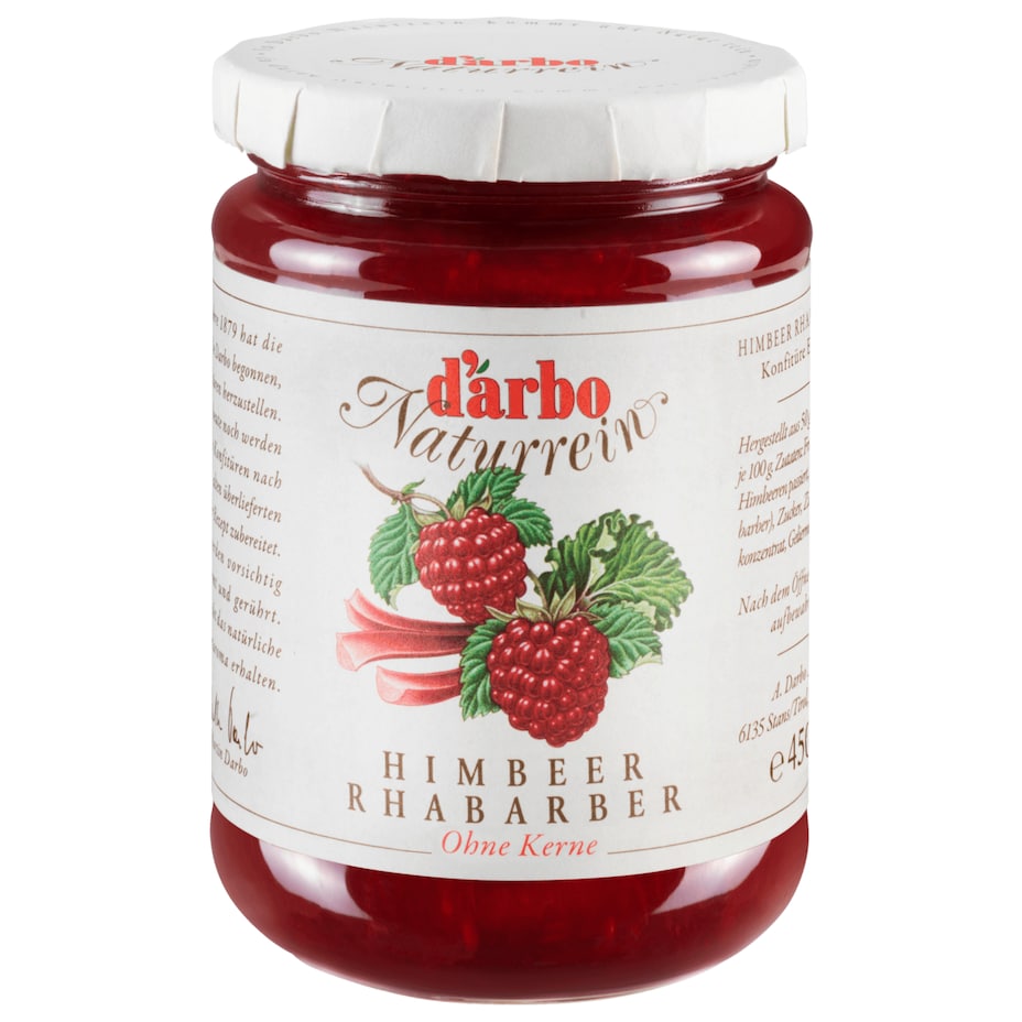 D'arbo Naturrein - Himbeer-Rhabarber Ohne Kerne 450G