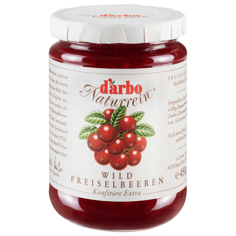 D'arbo Naturrein - Wilde Wildpreiselbeeren Konfitüre Extra 450G