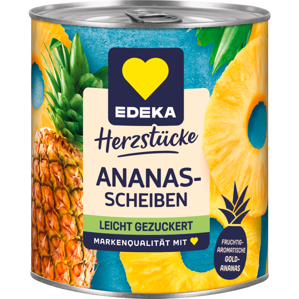EDEKA Herzstücke - Ananas ganze Scheiben leicht gezuckert - 836G