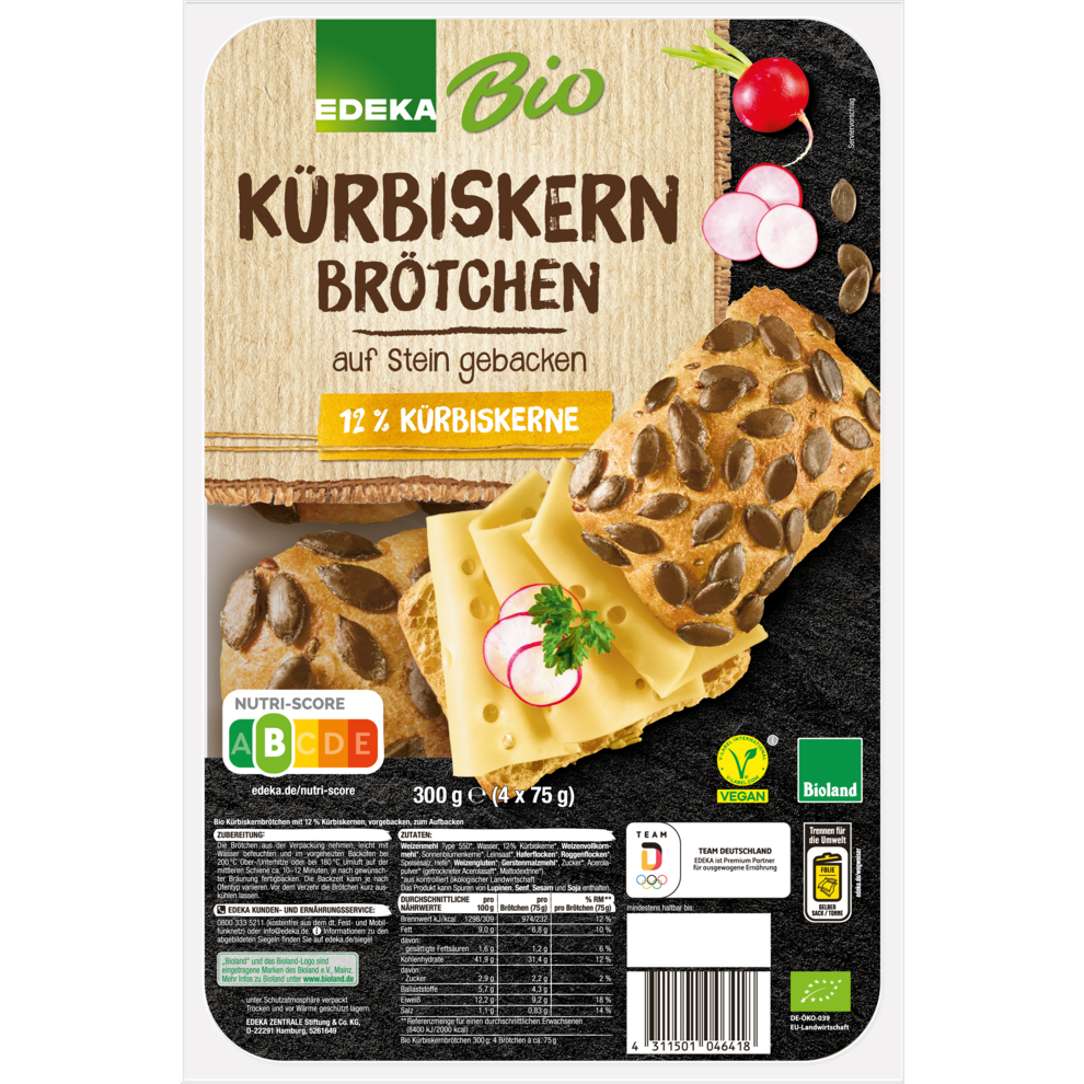 EDEKA Bio Kürbiskernbrötchen 300g