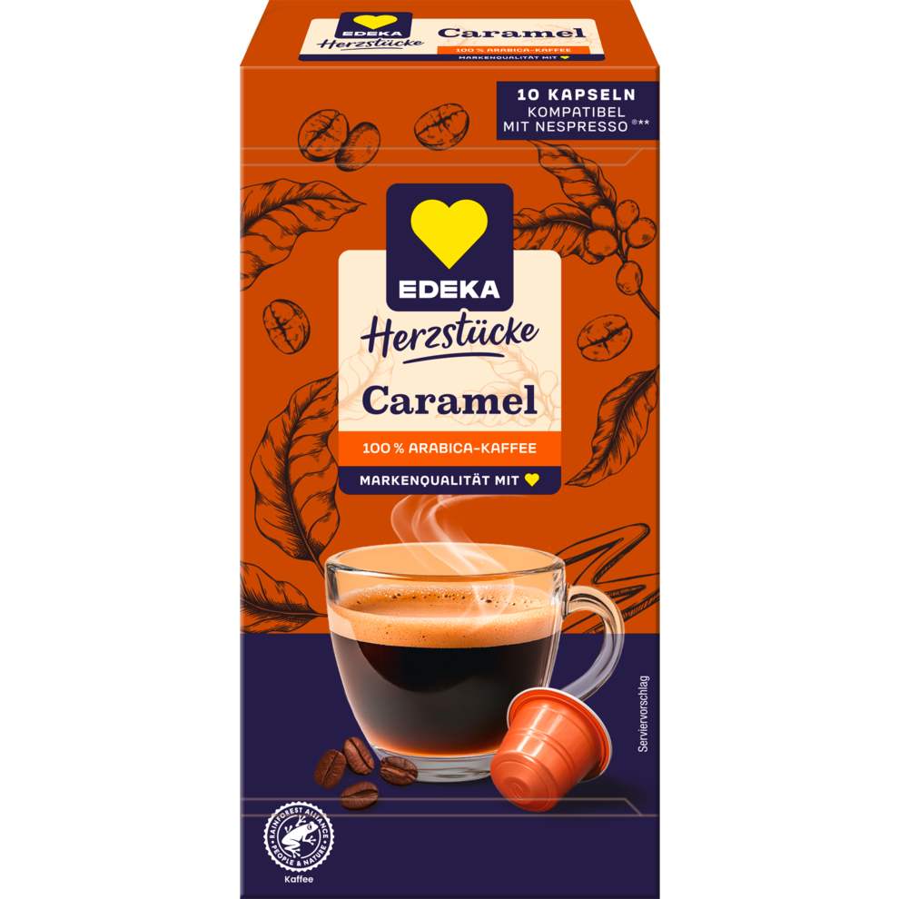 EDEKA Herzstücke Kaffeekapseln Karamell 10 Stück (50 g)