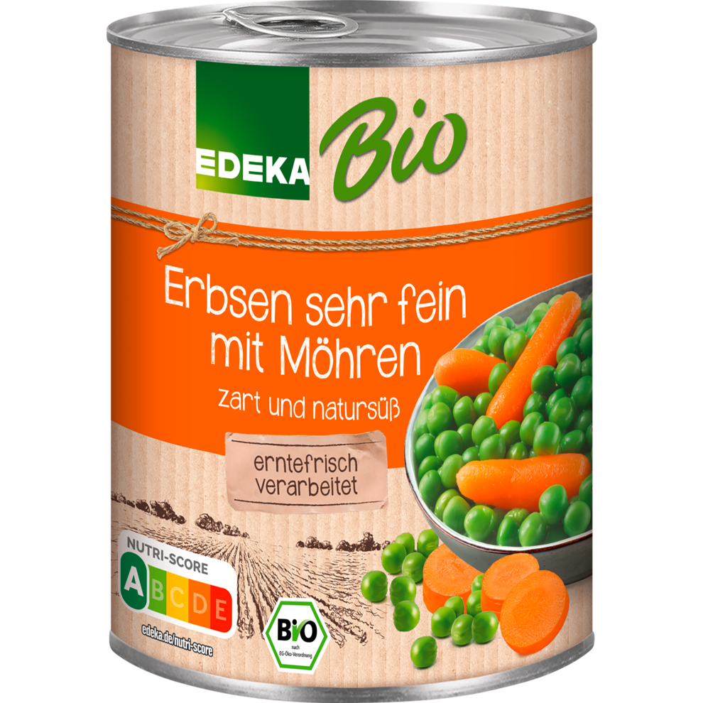 Edeka Bio Erbsen mit Möhrchen zart und natursüß (400g Dose)