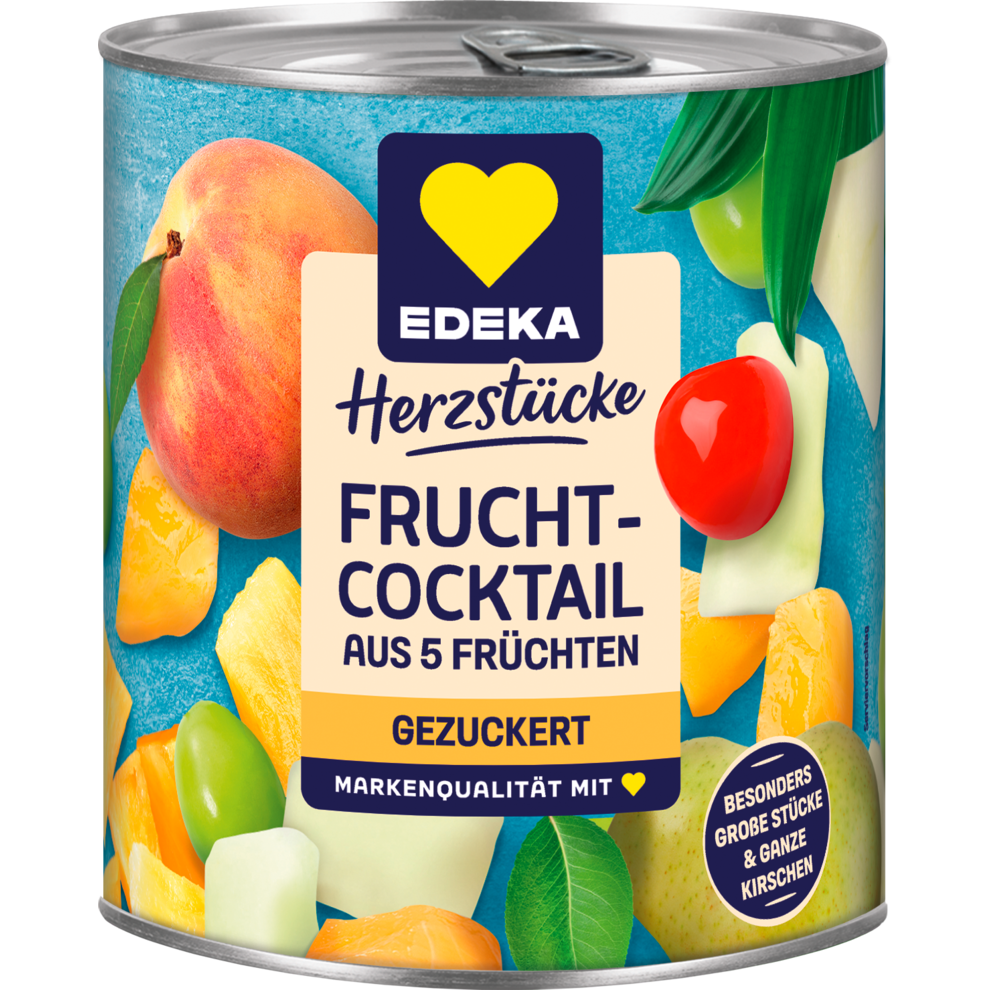 Edeka Obstkonserve Herzstücke Fruchtcocktail, gezuckert, 5 Fruchtsorten, 500 g