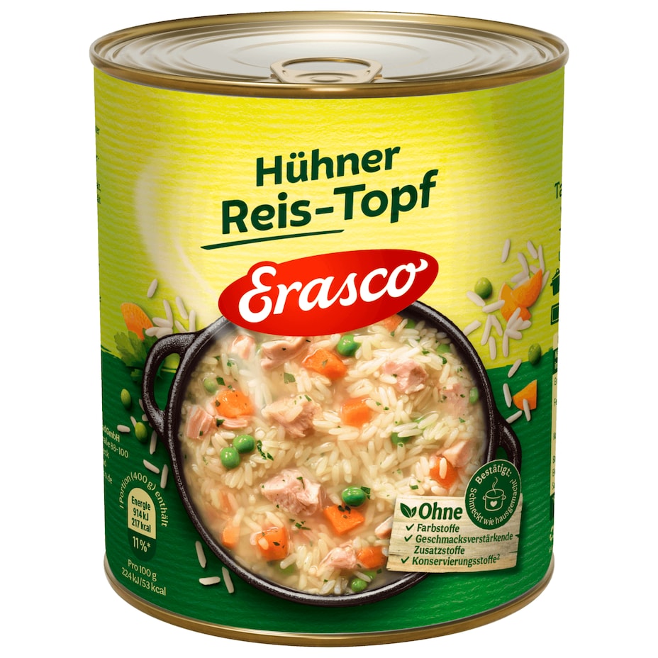 Erasco - Hühner Reis-Topf mit Hühnerbrühe - 800G