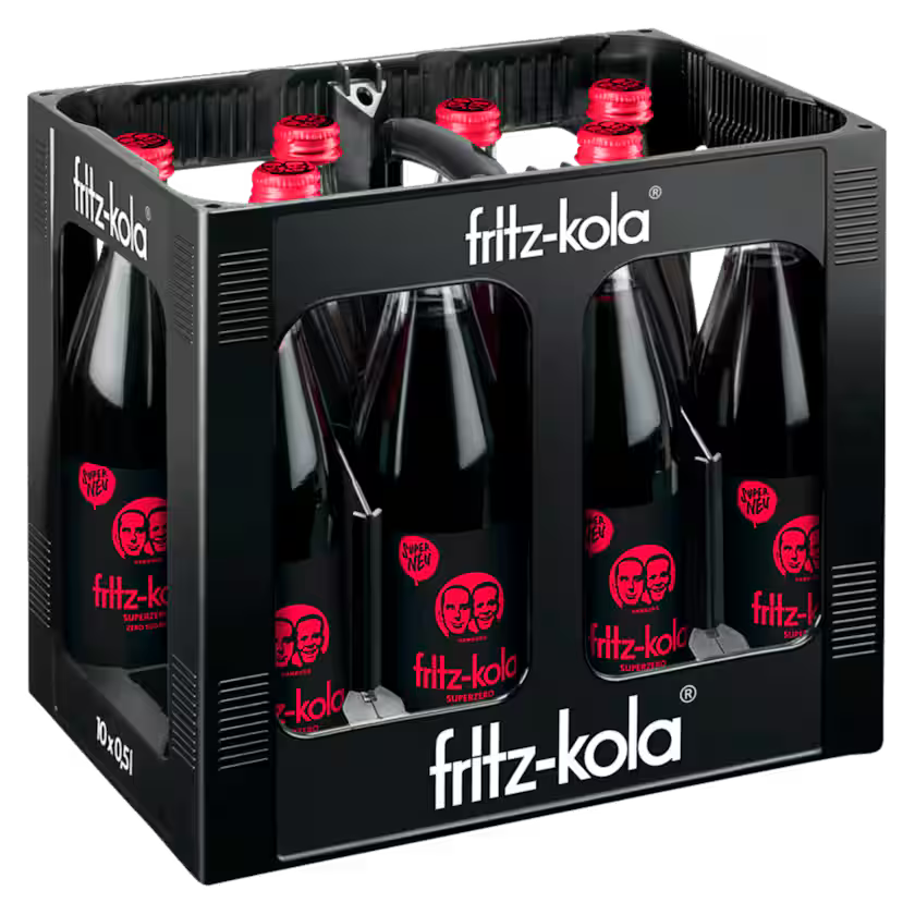 Fritz Kola superzero Kasten 10 x 0,5 l Glas