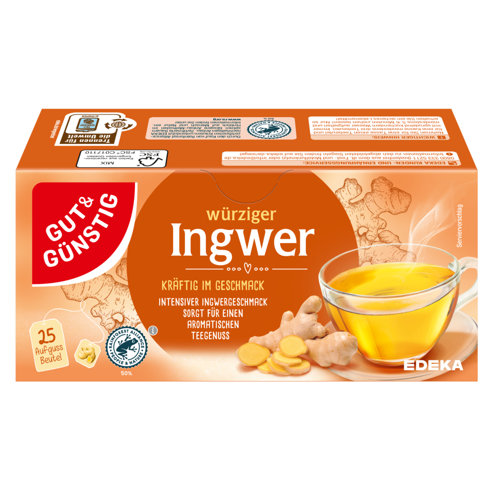 Gut & Günstig Würziger Ingwer Tee - 25 Teebeutel 50G