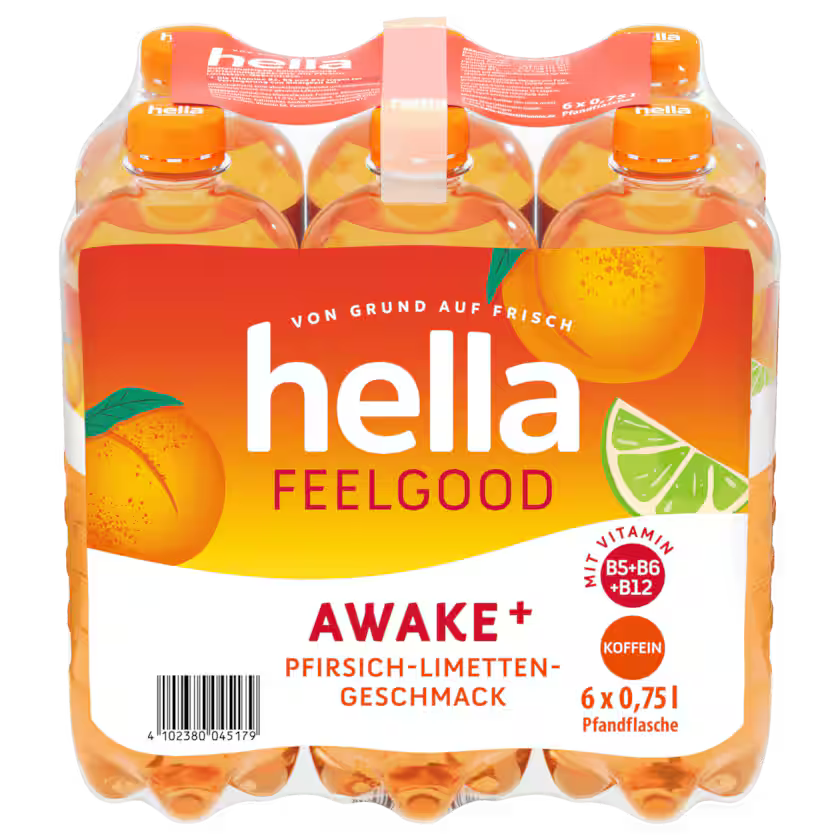 Hella Awake+ Pfirsich-Limette 6x0,75l (EINWEG)