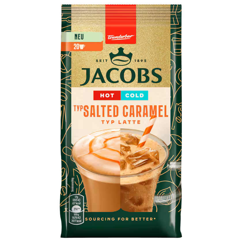 Jacobs Kaffee Instant Getränk Hot Cold Salted Caramel Typ Latte 340g