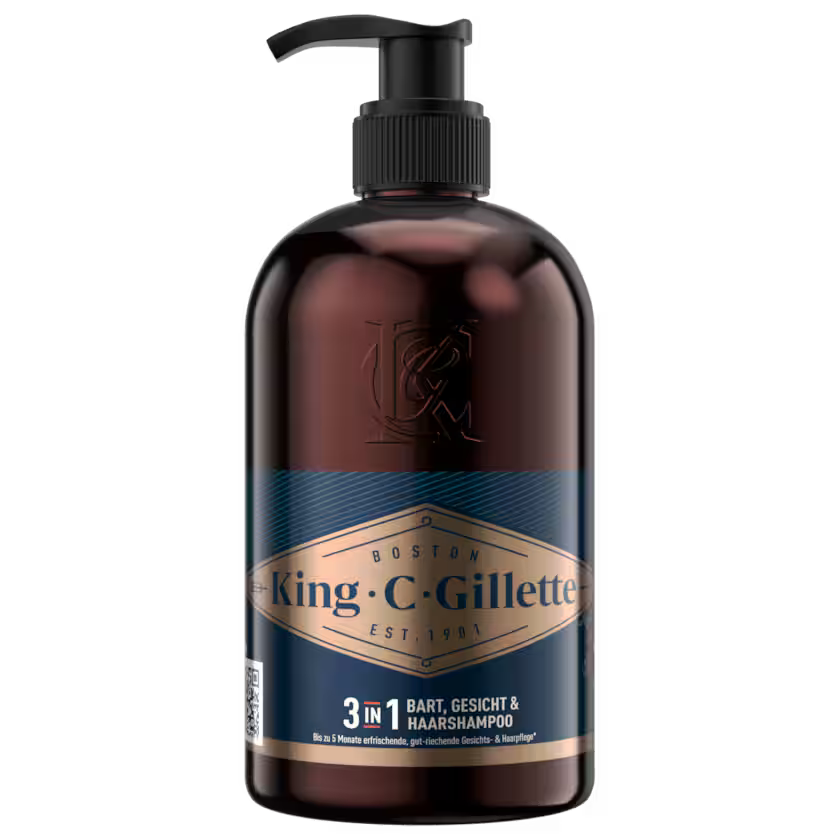 King C. Gillette 3-in-1 Bart, Gesicht- und Haarshampoo 350ml