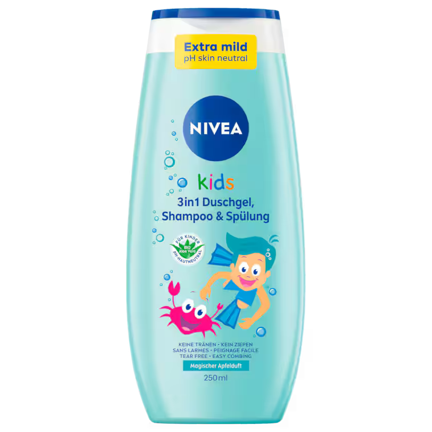 NIVEA Kids 3in1 Duschgel Shampoo & Spülung Magischer Apfelduft 250ml