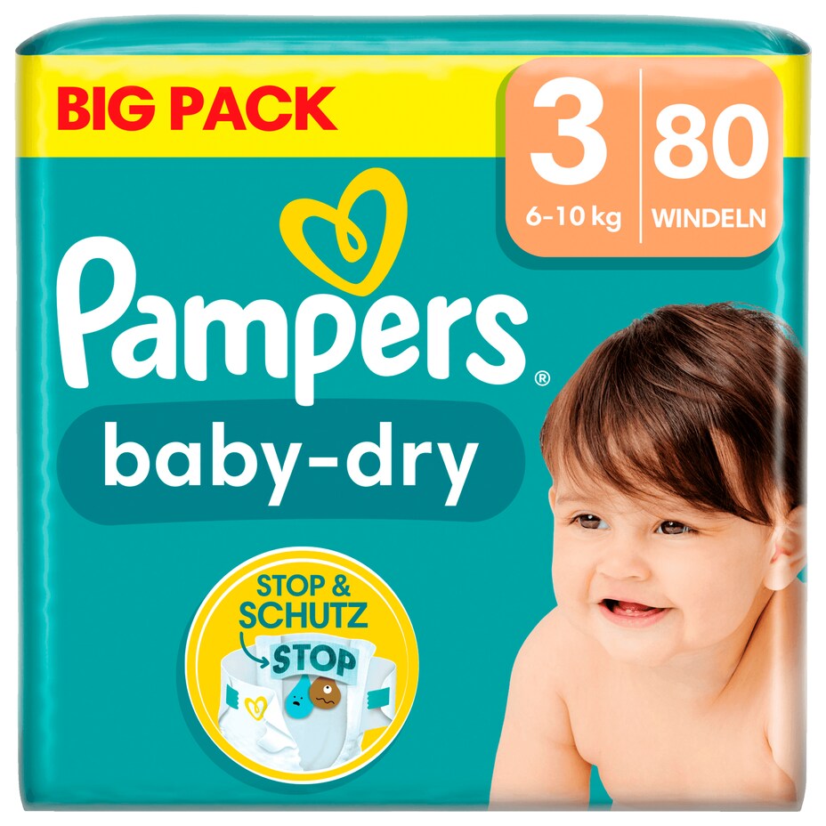 Pampers - Baby-Dry Windeln - Gr.3 (6-10kg) Big Pack - 80ST