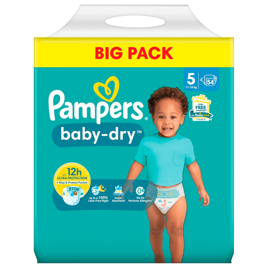 Pampers - Baby-Dry Windeln - Gr.5 (11-16kg) Big Pack - 54ST