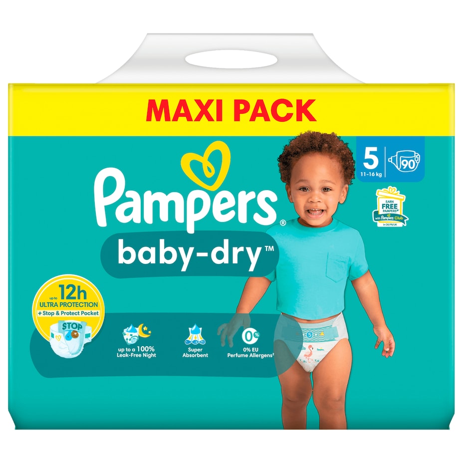 Pampers - Baby-Dry Windeln - Gr.5 (11-16kg) Maxi Pack - 90ST