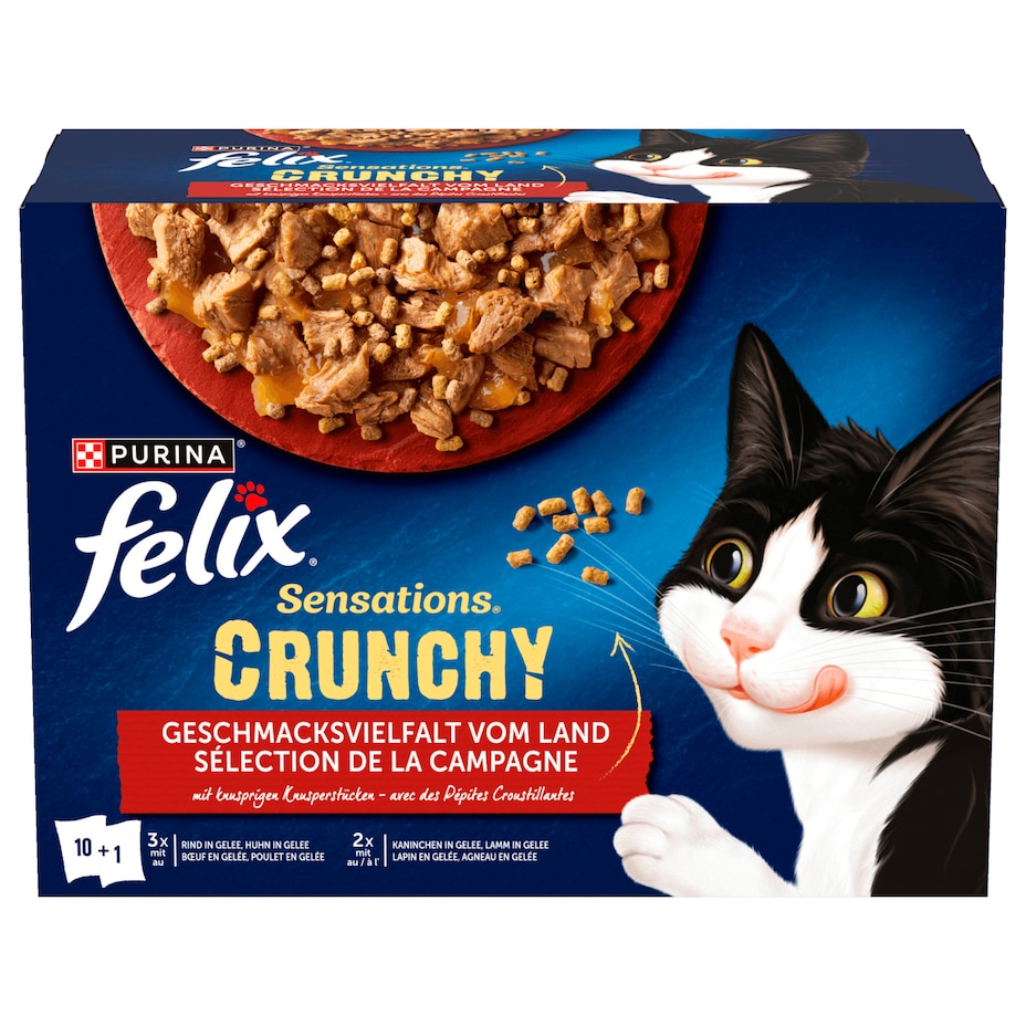 Felix - Sensations Crunchy - Geschmacksvielfalt vom Land - 10x85G + 40G