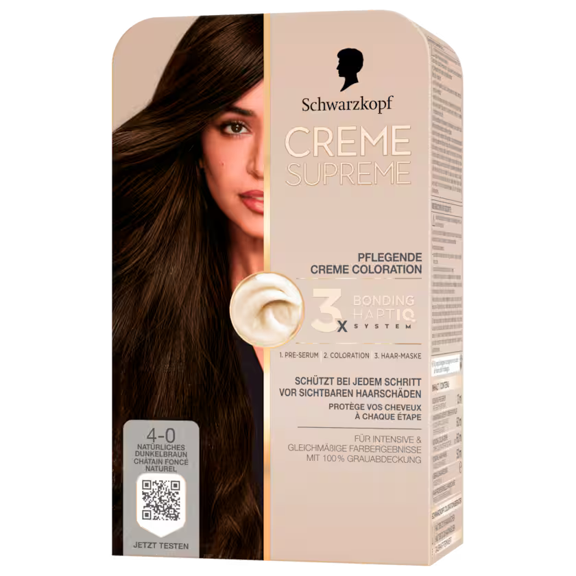 Schwarzkopf Creme Supreme Pflegende Creme Coloration 4-0 Natürliches Dunkelbraun 1 Stück