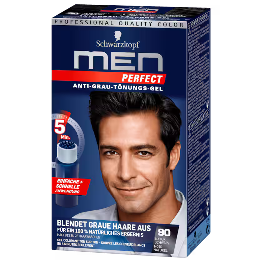 Schwarzkopf Men Perfect Anti-Grau-Tönungs-Gel 90 Natur Dunkelbraun 80ml