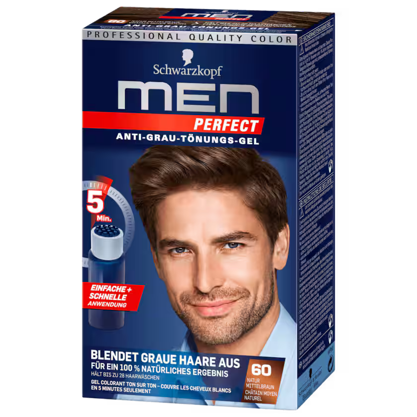 Schwarzkopf Men Perfect Tönung Anti-Grau-Gel 60 Natur Mittelbraun 80ml