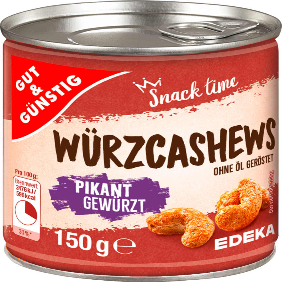 Gut & Günstig Würz-Cashews geröstet & gesalzen 150G
