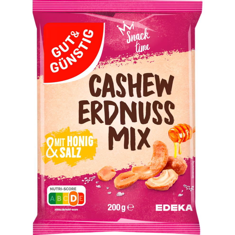 Gut & Günstig Cashew Erdnuss-Mix Honig & Salz 200G