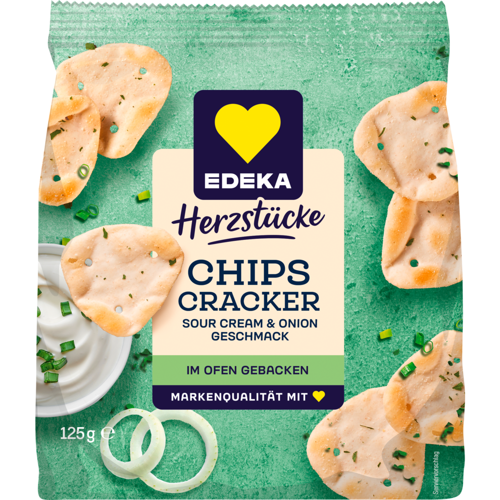 EDEKA Herzstücke Chips Cracker Sour Cream & Onion 125G