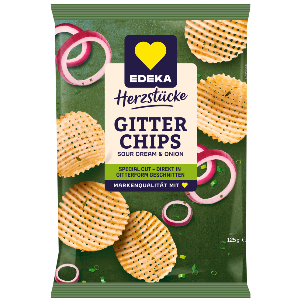 EDEKA Herzstücke Gitter Chips Sour Cream & Onion 125G