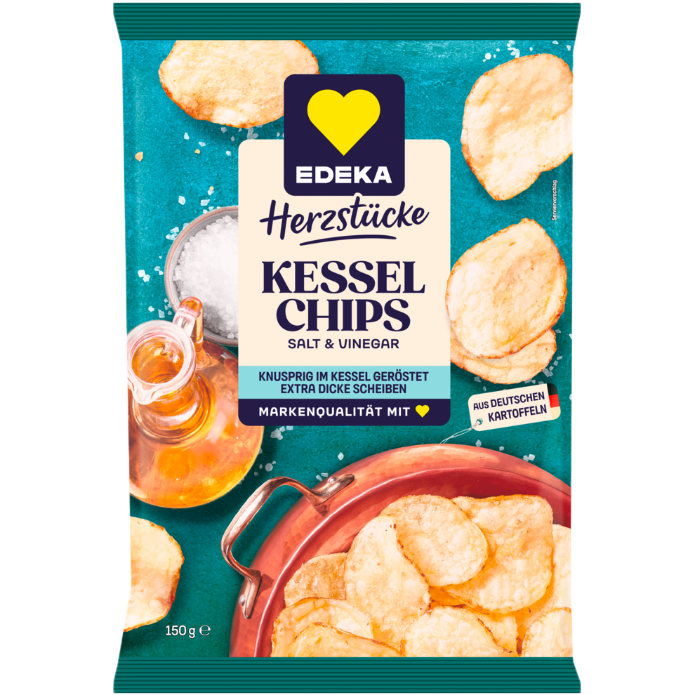 EDEKA Herzstücke Kessel Chips Salt & Vinegar 150G